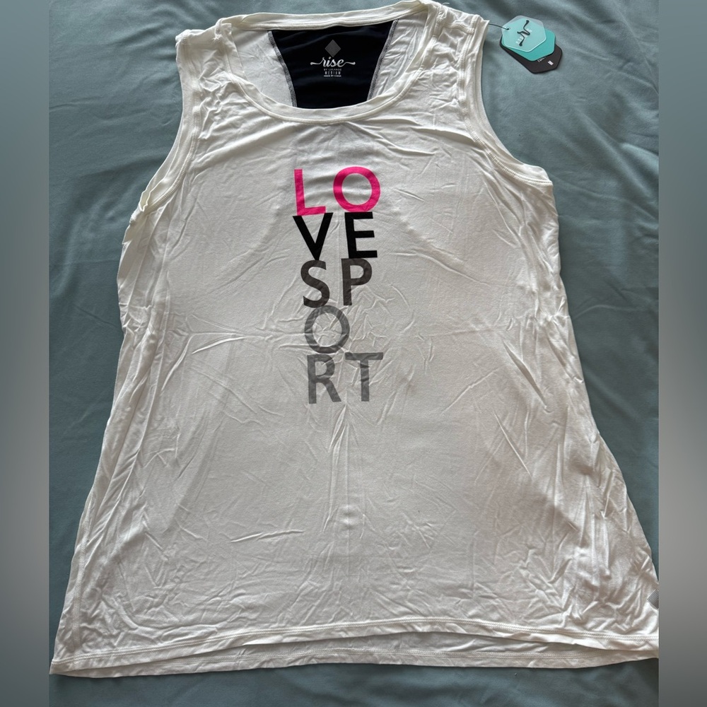 LuLaRoe White Tank Top with Pink and Black Lettering